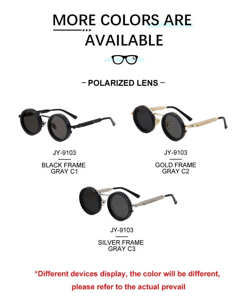 Retro Polarized Round Sunglasses UV400 ND9 Driving Glasses