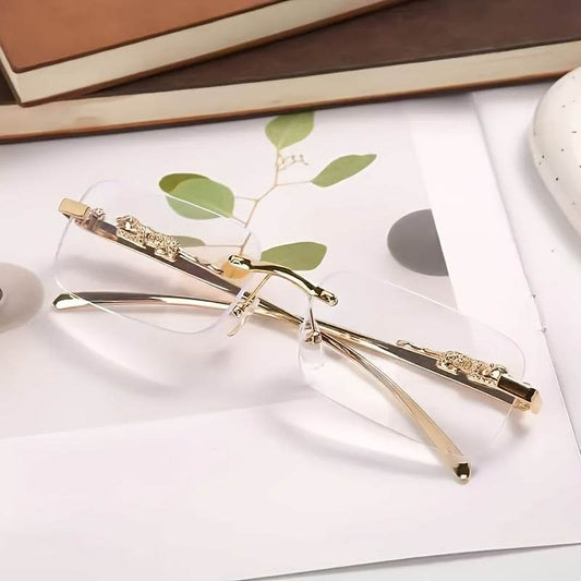 Men’s Retro Rimless Glasses – Golden Frame Clear Lens Eyewear - SunglassesMart