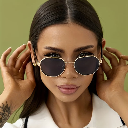 Women's Golden Frame Black Grey Fashion Glasses – Premium Style