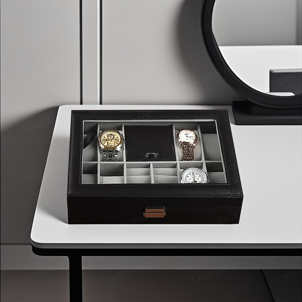 Buy Black Transparent Flip-Top Jewelry & Watch Organizer – 8-Slot