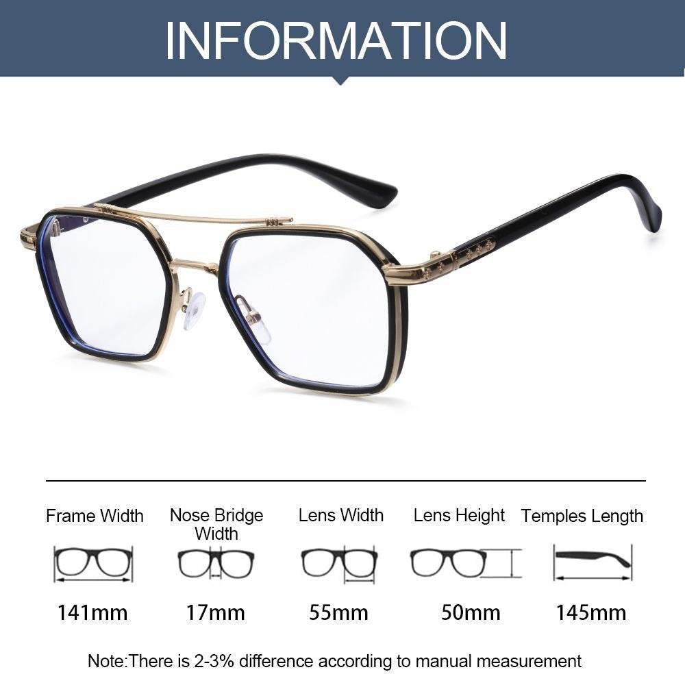 New Double Bridge Square Blue Light Blocking Glasses Women Men - Sunglass Lover
