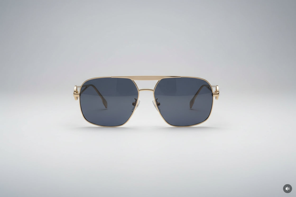 Celebrity-Inspired Oversized Black Metal Sunglasses | UV Protection Lens