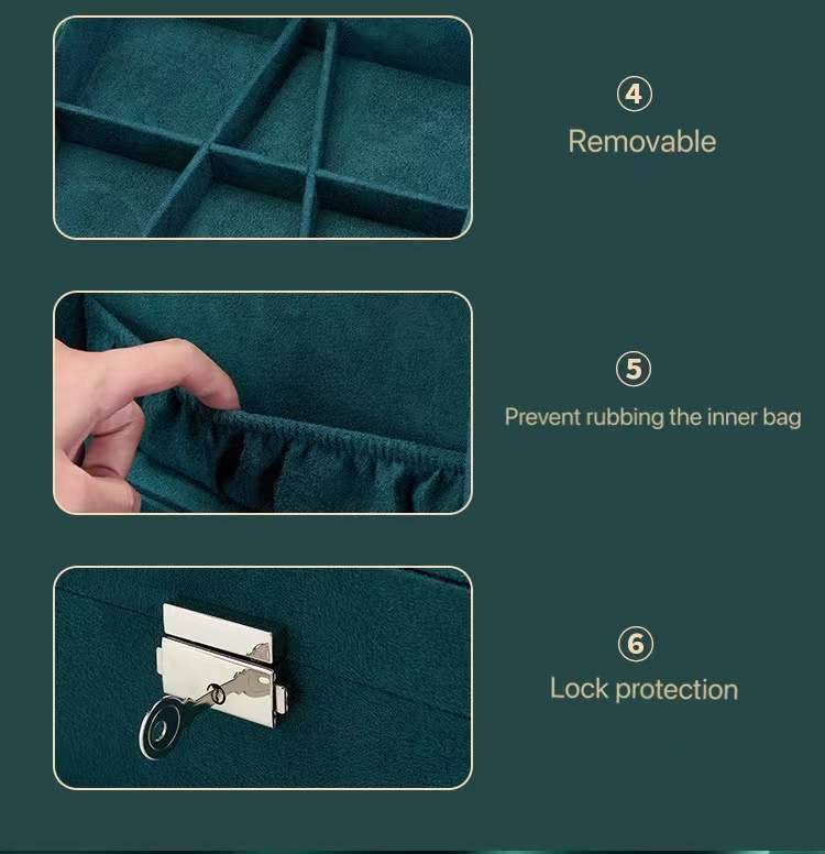 New Green 3-Layer Flannel Jewelry Organizer Box - Sunglass Lover