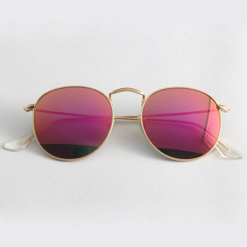 Sunglass Lover steampunk round sunglasses gold metal frame pink mirrored round lenses stylish vintage