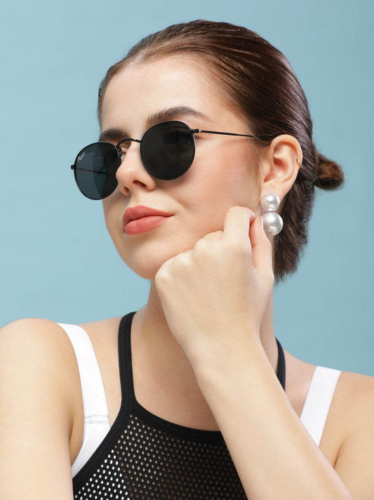 Thomas Round Sunglasses – Black Frame - Sunglass Lover