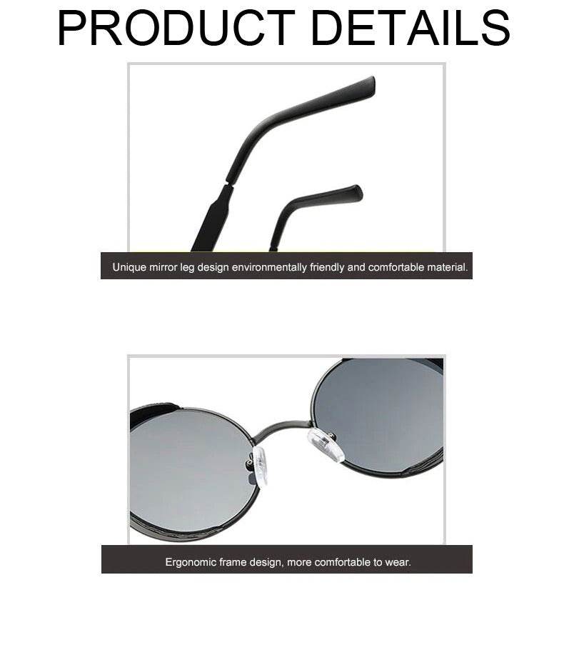 Sunglass Lover gothic steampunk round sunglasses with black metal frame gray lenses adjustable nose pads
