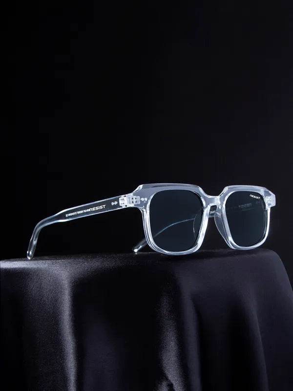 Sunglass Lover square sunglasses with crystal clear frames and dark lenses clear black glasses for men