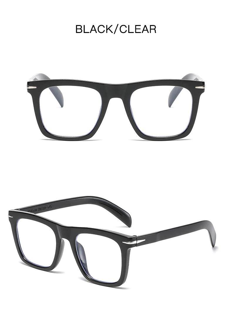 Sunglass Lover black rectangular eyeglasses frames shown front and side view blue light blocking glasses for men