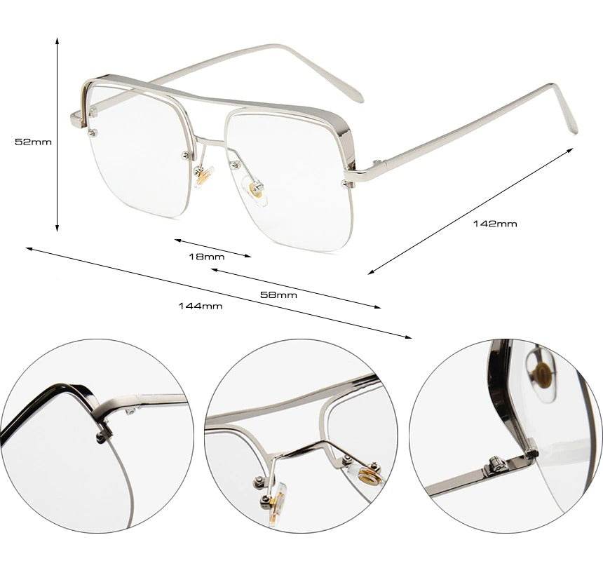 Sunglass Lover rimless punk style eyeglasses silver metal frame clear lenses adjustable nose pads