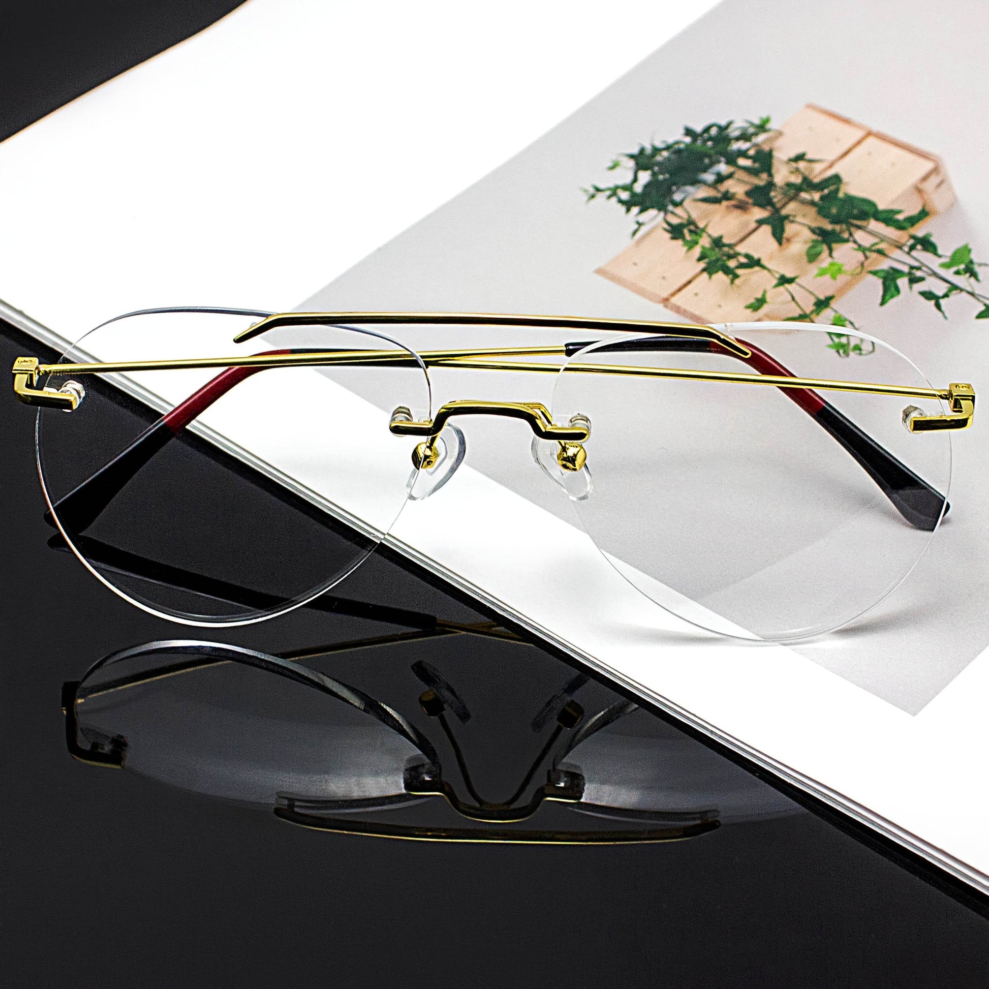 Frameless Double-Temple Pilot Glasses – Oversized Minimalist Eyewear - Sunglass Lover