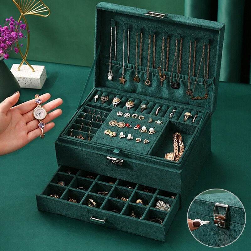 Luxury Velvet Jewelry Organizer Box with Drawers - Sunglass Lover