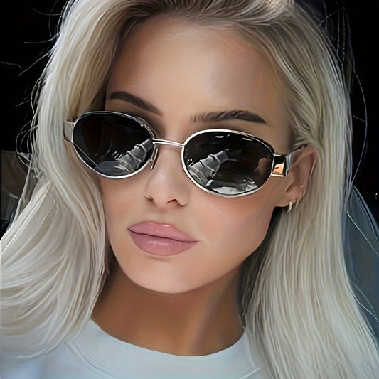 Stylish Oval Frame Fashion Glasses with Retro Metal Ends | Unisex