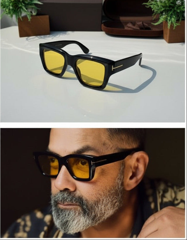 Yellow Rectangle Sunglasses UV400 Unisex Polycarbonate | Sunglass Lover