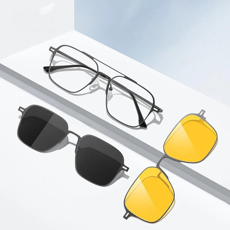 3 In 1 Polarized Clip On Sunglasses UV400 Magnetic Glasses