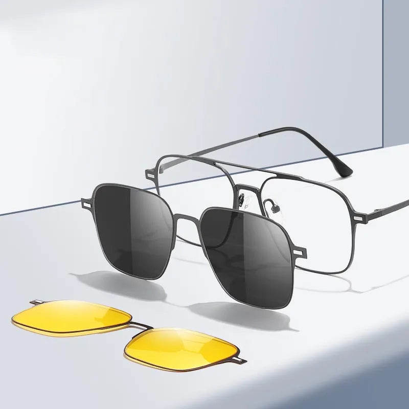 3 In 1 Polarized Clip On Sunglasses UV400 Magnetic Glasses