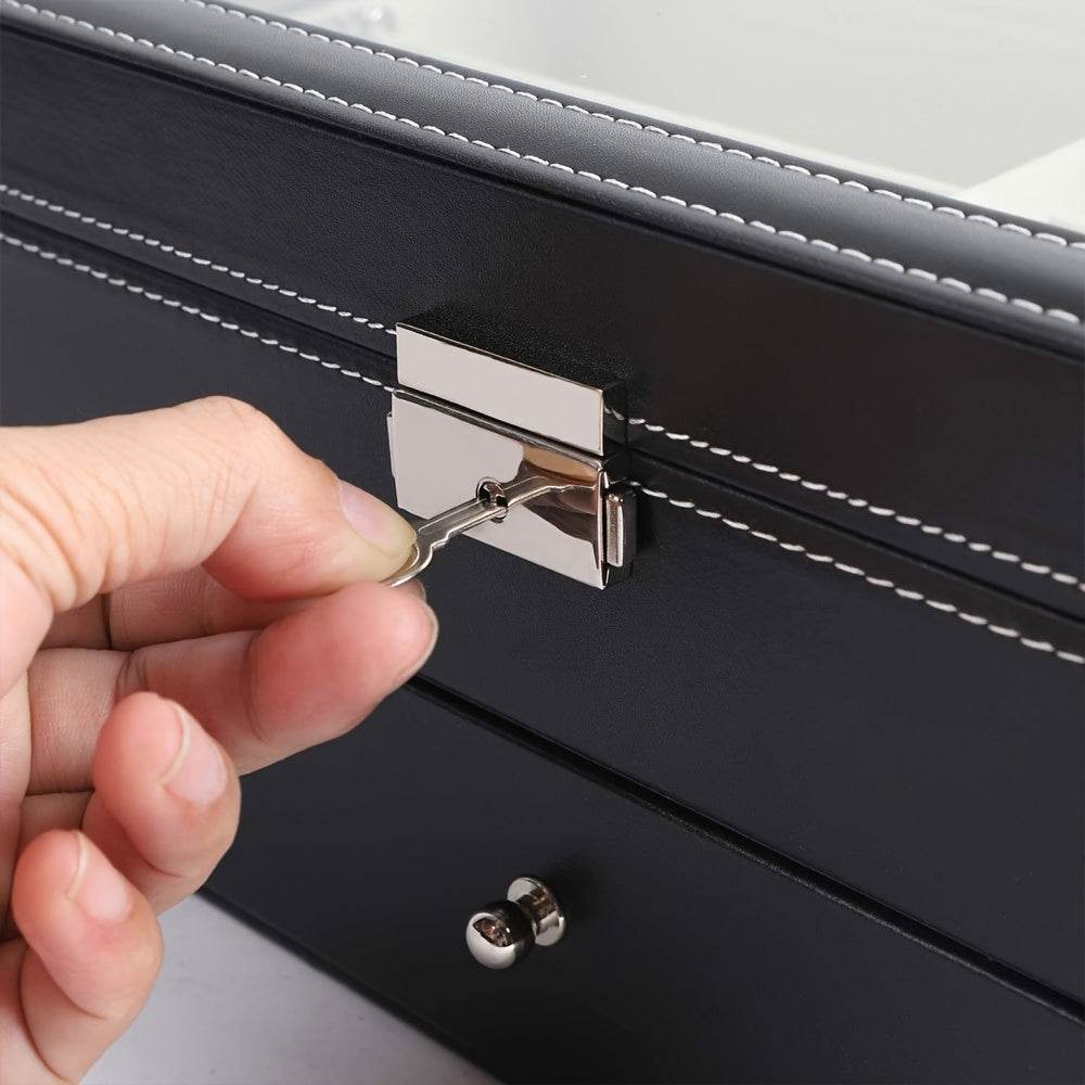 Deluxe 12-Slot Watch & Jewelry Storage Box – Faux Leather Organizer - Sunglass Lover
