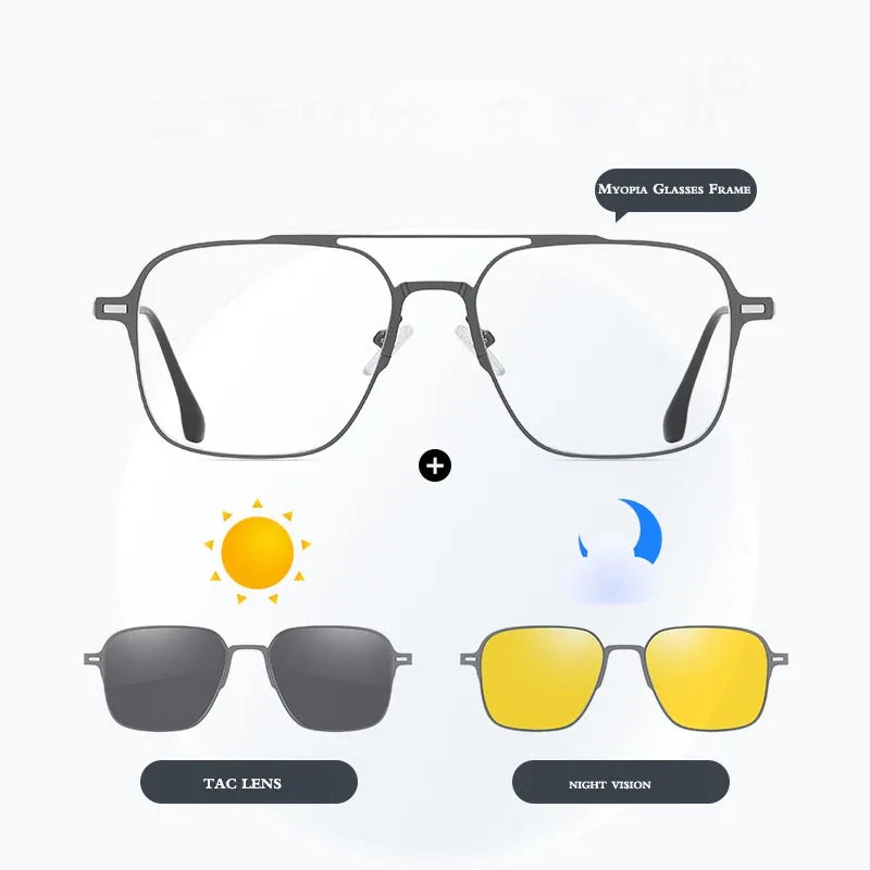3 In 1 Polarized Clip On Sunglasses UV400 Magnetic Glasses