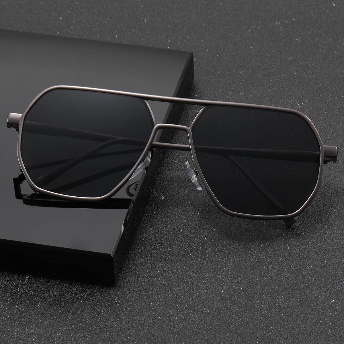 Men’s Geometric Flat Top Decorative Glasses – Double Beam Fashion Eyewear - Sunglass Lover