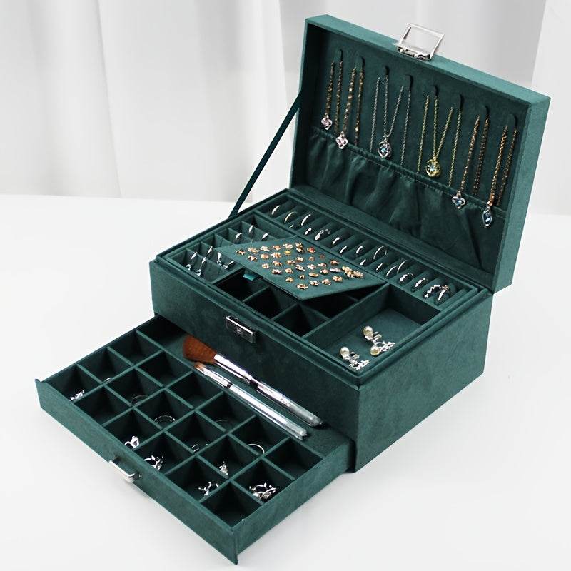 Luxury Velvet Jewelry Organizer Box with Drawers - Sunglass Lover
