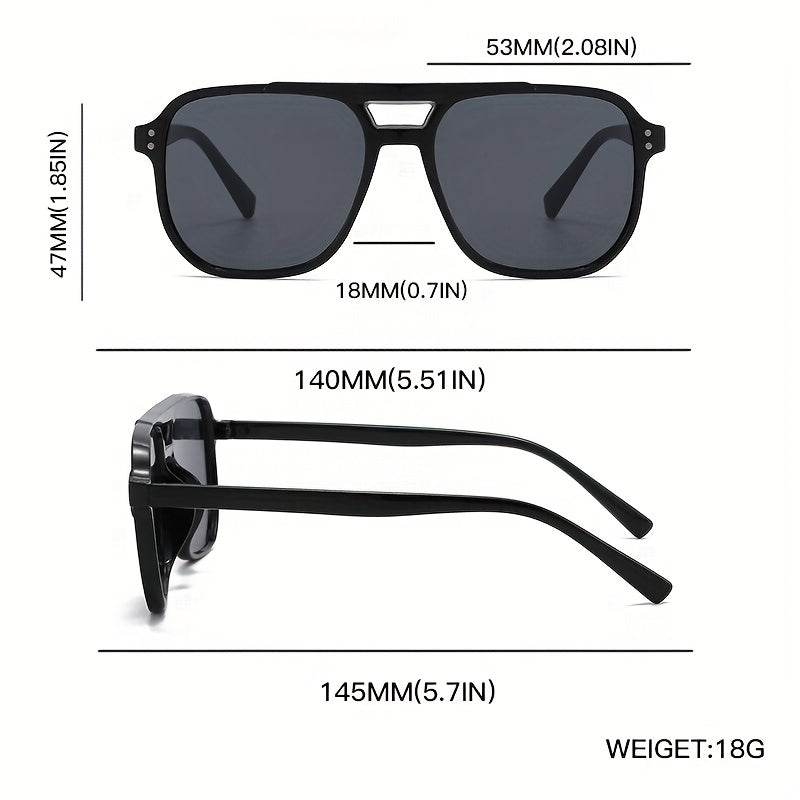 Stylish Double Bridge Glasses – Unisex Rectangular Eyewear - Sunglass Lover