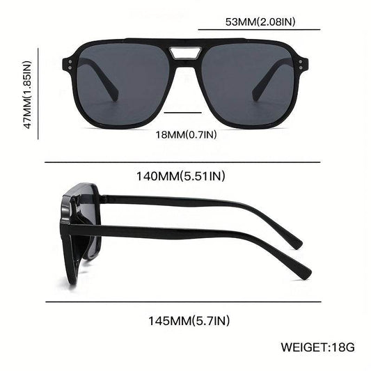 Stylish Double Bridge Glasses – Unisex Rectangular Eyewear - Sunglass Lover