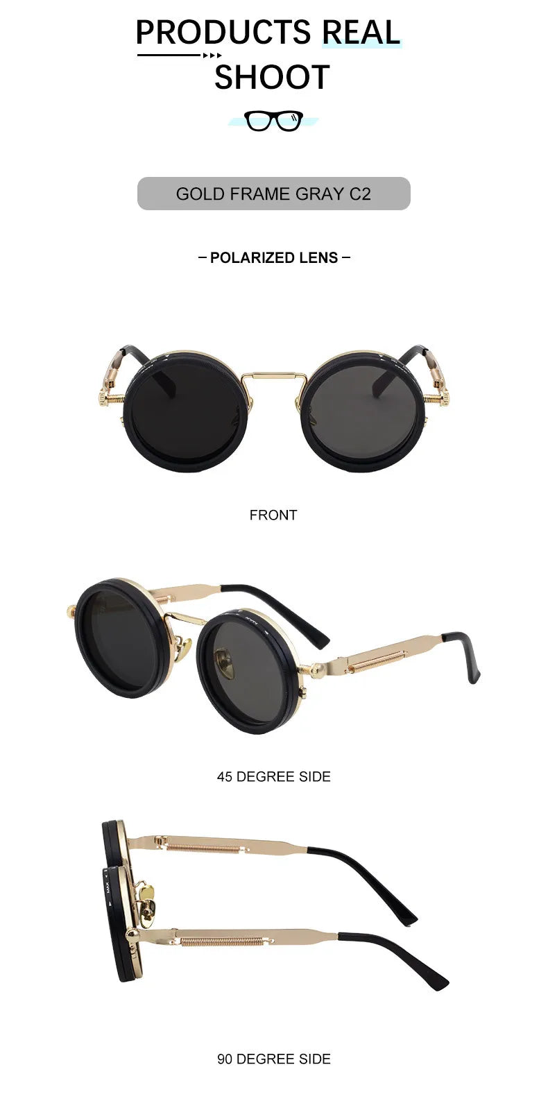 Retro Polarized Round Sunglasses UV400 ND9 Driving Glasses