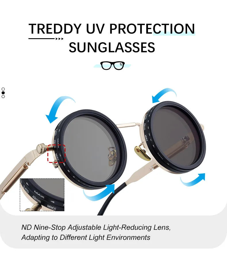 Retro Polarized Round Sunglasses UV400 ND9 Driving Glasses