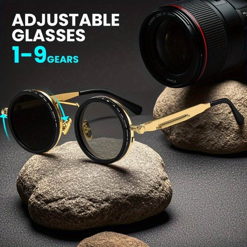 Classic Retro Round Fashion Glasses with adjustable ND Filter Lens - Sunglass Lover