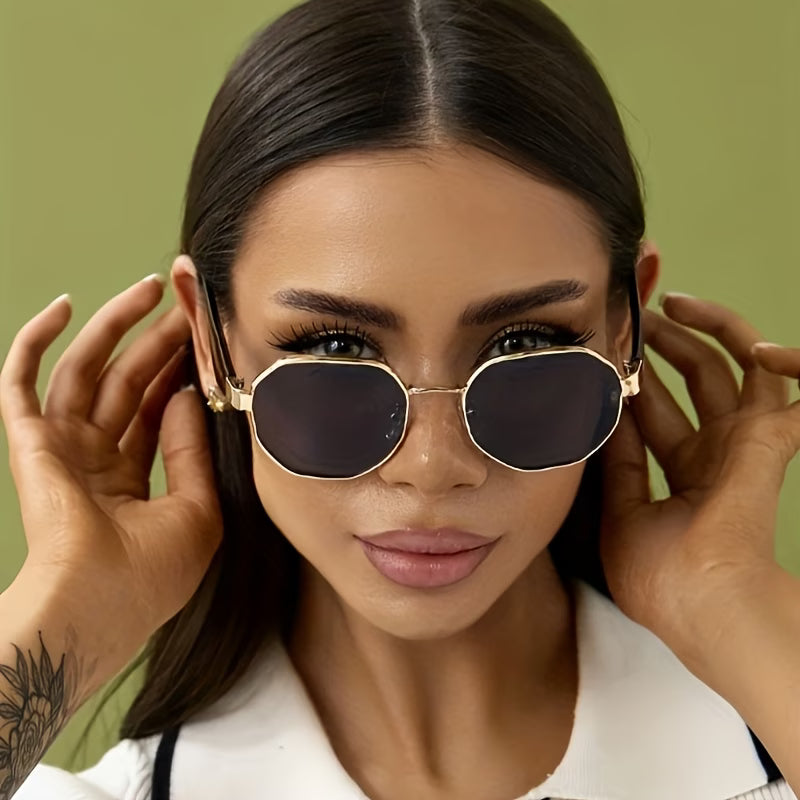 Women's Golden Frame Black Grey Fashion Glasses – Premium Style
