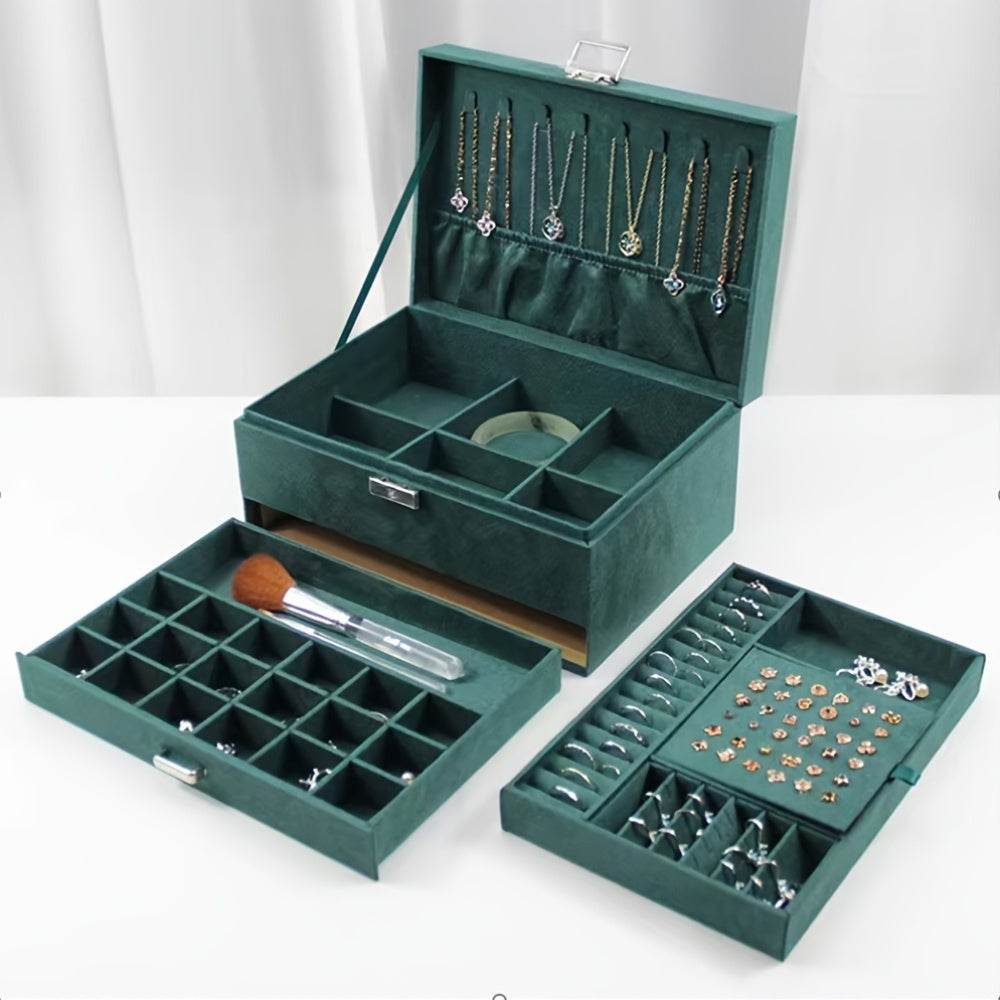 Luxury Velvet Jewelry Organizer Box with Drawers - Sunglass Lover