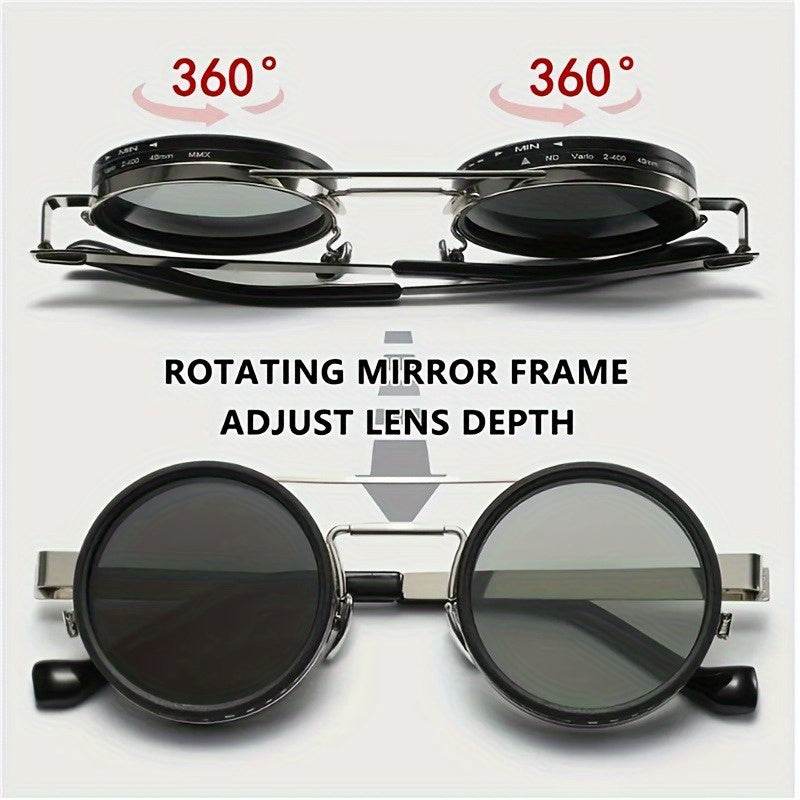 Classic Retro Round Fashion Glasses with adjustable ND Filter Lens - Sunglass Lover