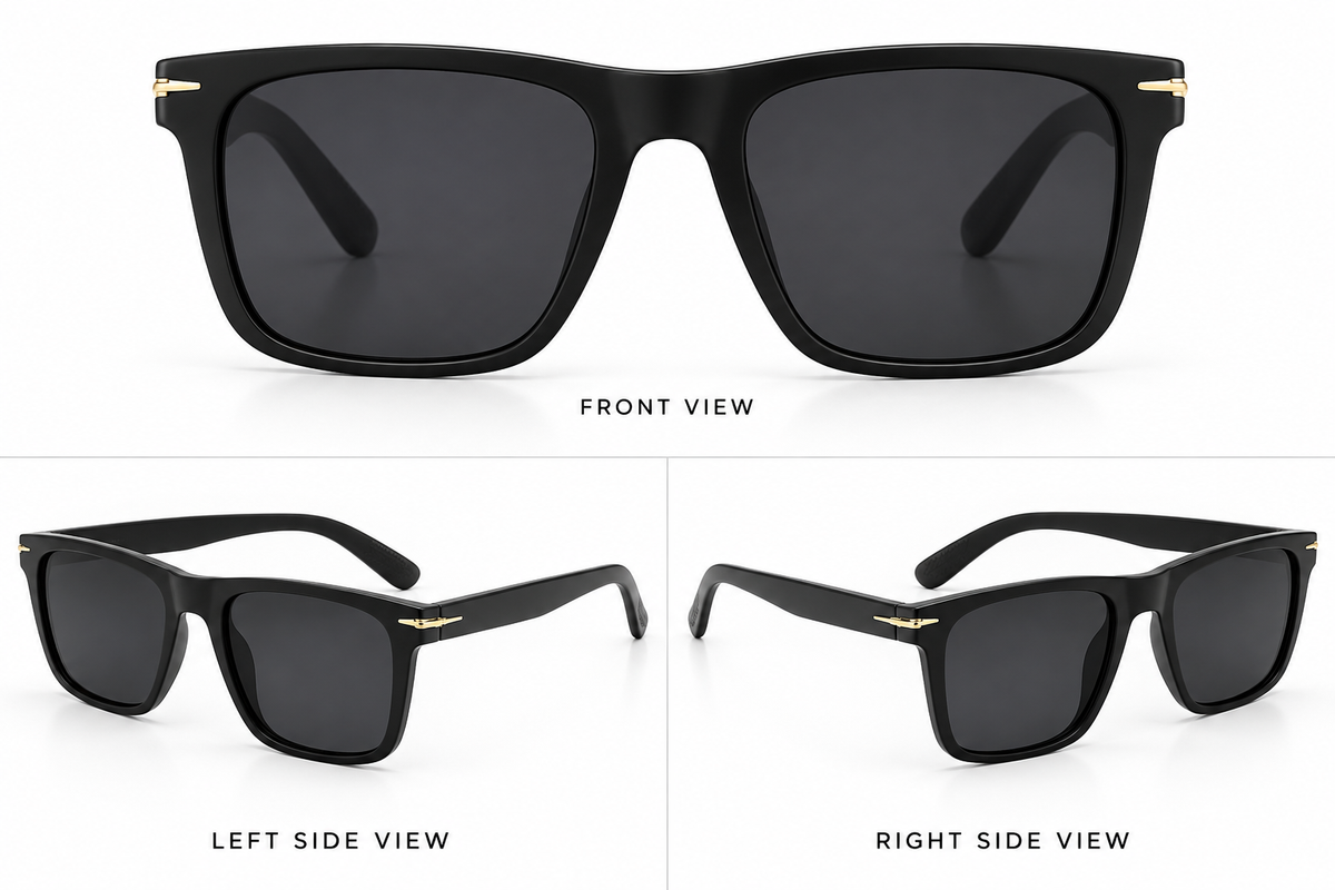 Men's Black Rectangular Sunglasses – Premium Fashion UV Sunglasses
