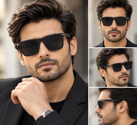 Men's Black Rectangular Sunglasses – Premium Fashion UV Sunglasses