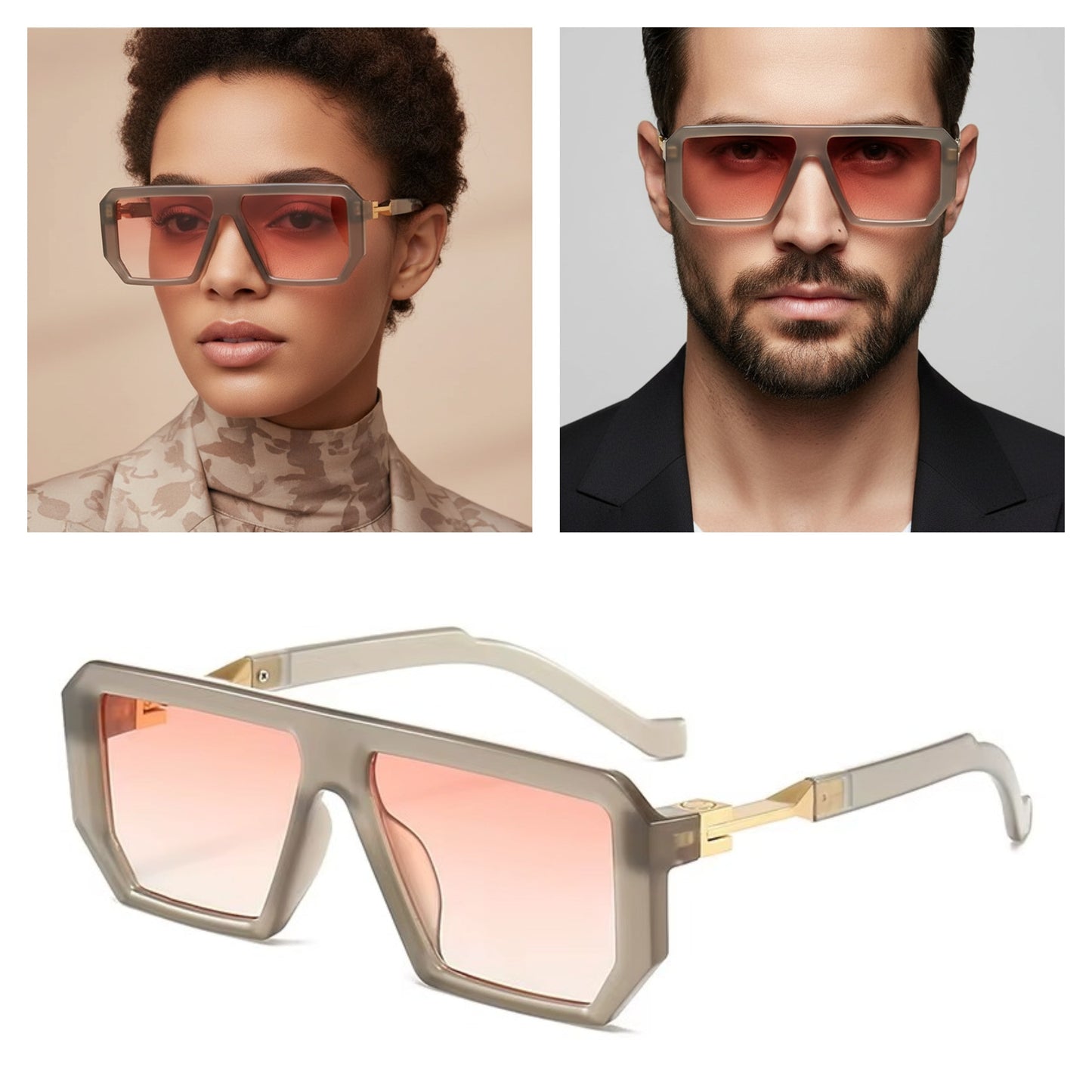 Personality Designer Metal Sunglasses for Men & Women | Gradient Lens Full-Frame Shades