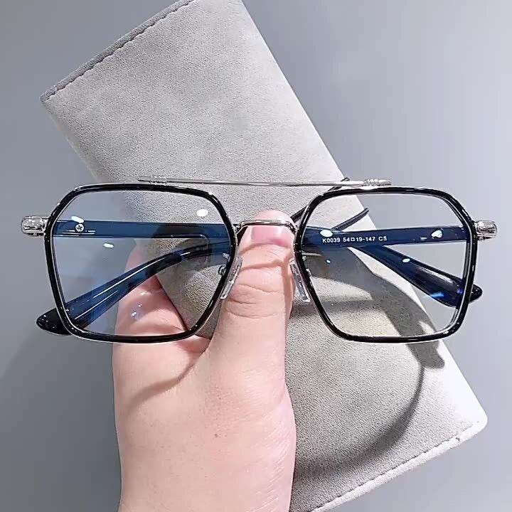 New Double Bridge Square Blue Light Blocking Glasses Women Men - Sunglass Lover