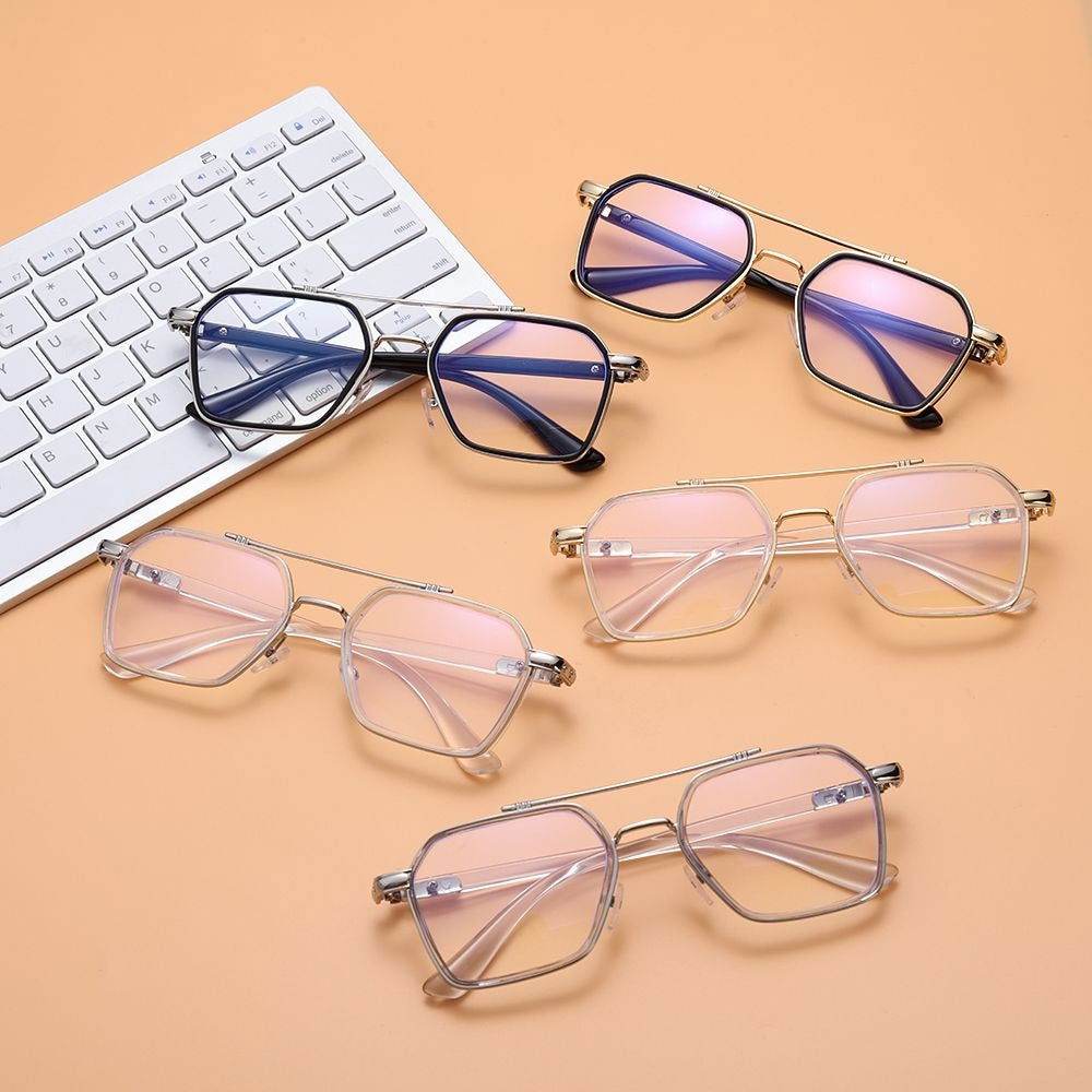 New Double Bridge Square Blue Light Blocking Glasses Women Men - Sunglass Lover
