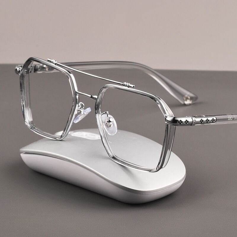 New Double Bridge Square Blue Light Blocking Glasses Women Men - Sunglass Lover