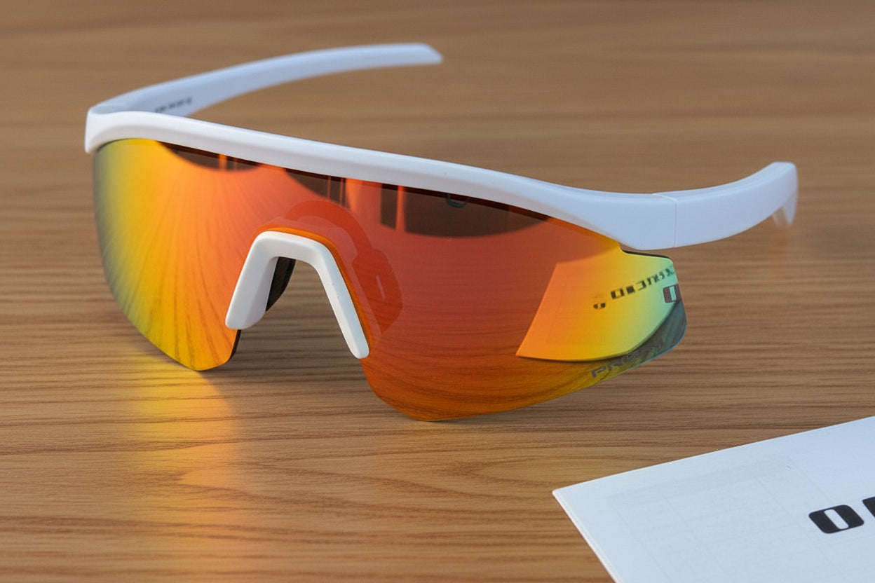 Sports White Red Mirror Prizm UV400 Sunglasses | Lightweight Wraparound Unisex