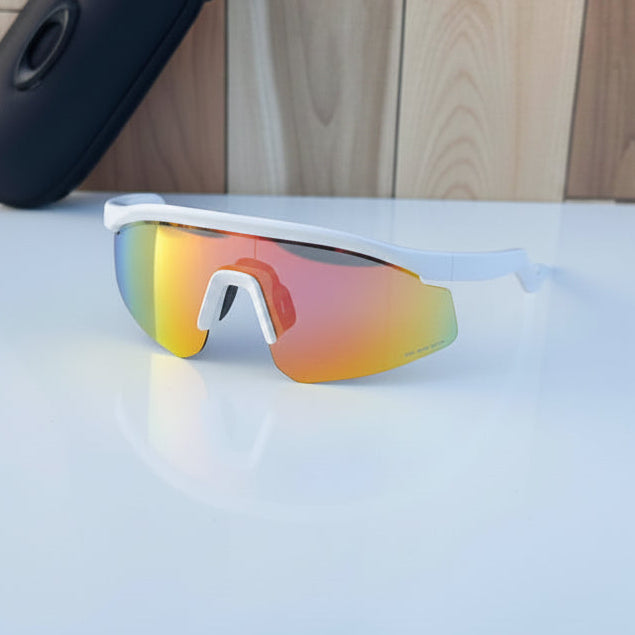 Sports White Red Mirror Prizm UV400 Sunglasses | Lightweight Wraparound Unisex