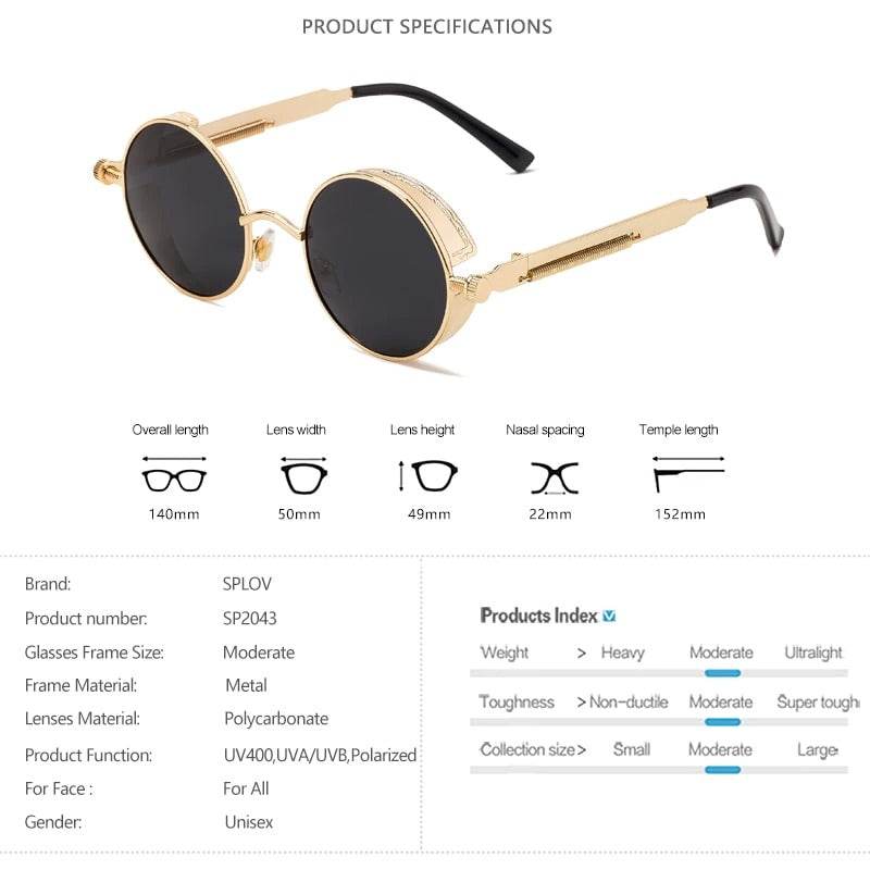Retro Round Steampunk Sunglasses - Sunglass Lover
