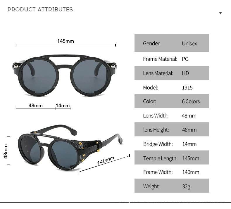 Retro Vintage Round Steampunk Sunglasses - Sunglass Lover