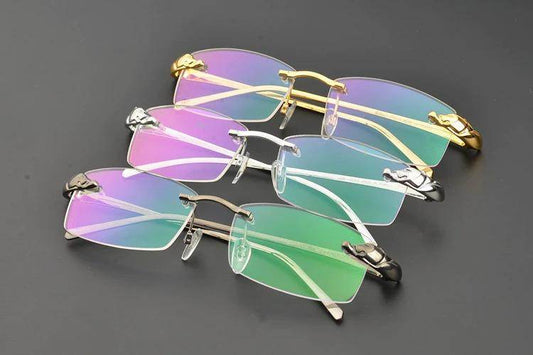 Rimless Titanium Glasses Men Leopard Spectacles Frame - Sunglass Lover