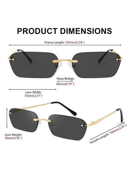 Black Rimless Rectangle Sunglasses – UV Protected, Unisex - Sunglass Lover