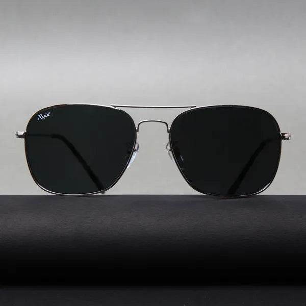 Sunglass Lover silver metal frame rectangle sunglasses for men with dark lenses and slim double bridge
