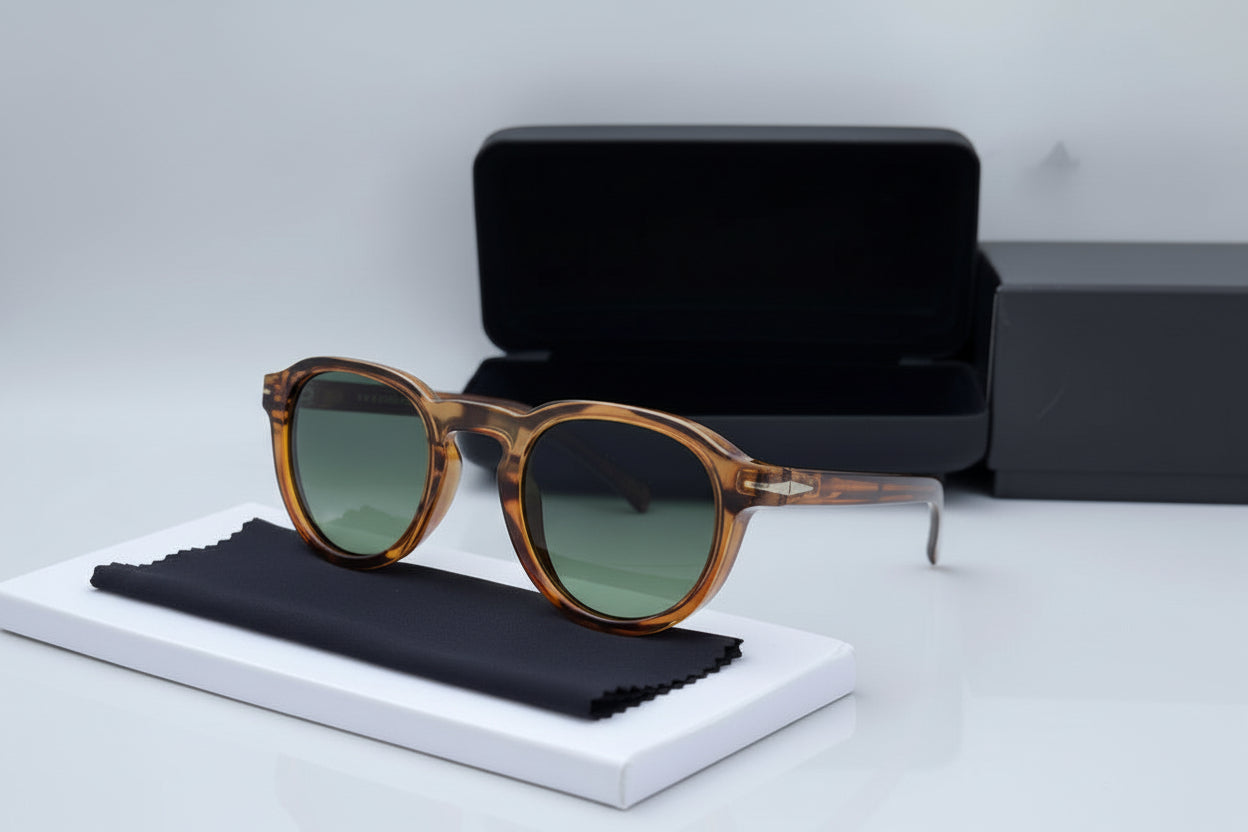 Premium Oval Tea Green Sunglasses for Men & Women | 100% UV Protection