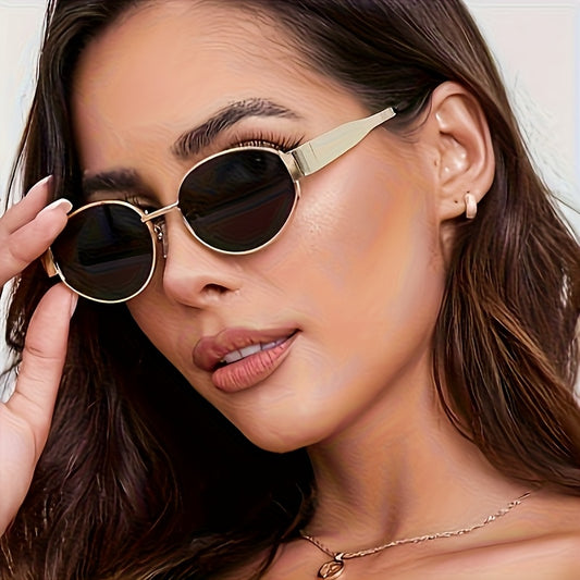 Stylish Oval Frame Fashion Glasses with Retro Metal Ends | Unisex