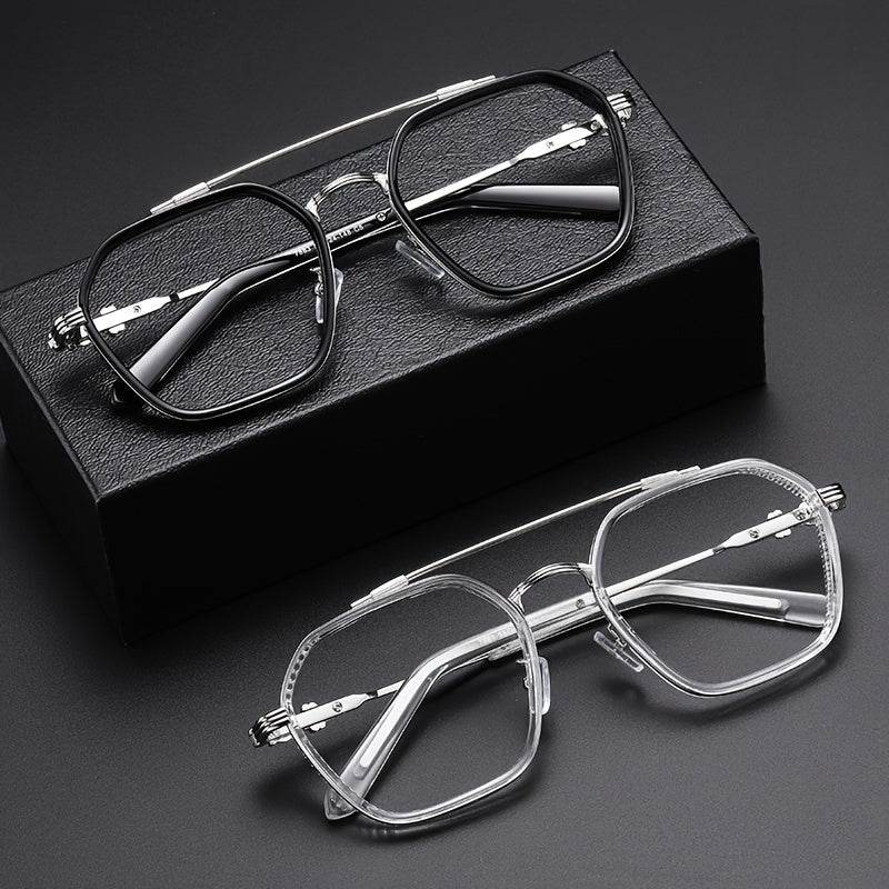 Retro Shield Black Square Metal Glasses - Sunglass Lover
