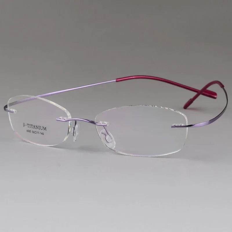Sunglass Lover purple pink rimless eyeglasses with adjustable nose pads titanium rimless optical frame