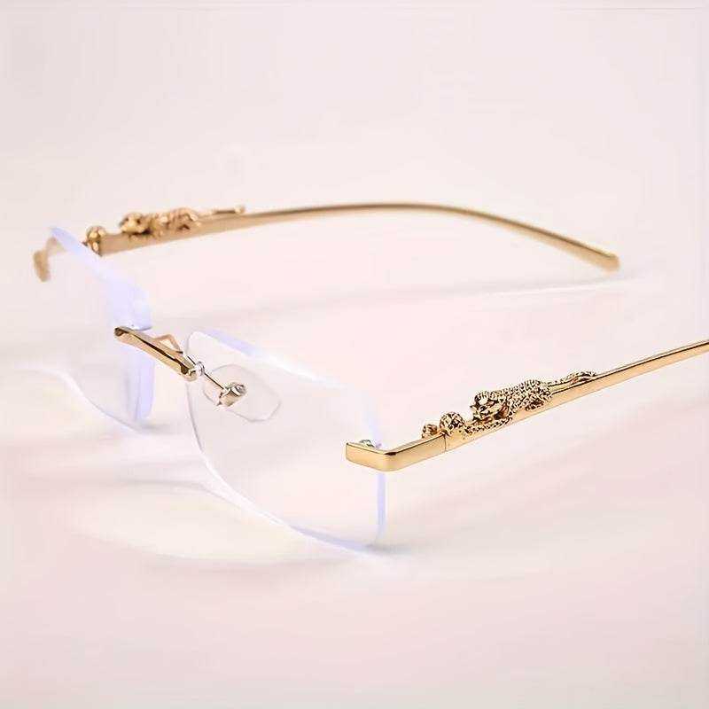 Men’s Retro Rimless Glasses – Golden Frame Clear Lens Eyewear - SunglassesMart