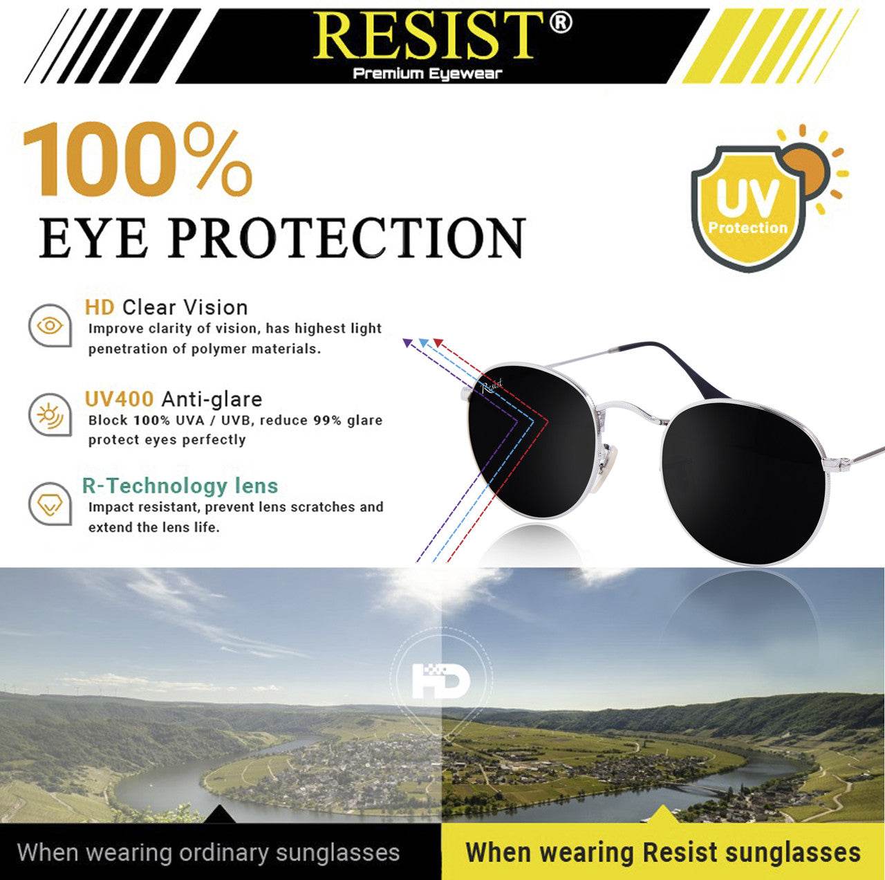 Thomas Round Sunglasses (Free Size, Silver Frame) - Sunglass Lover